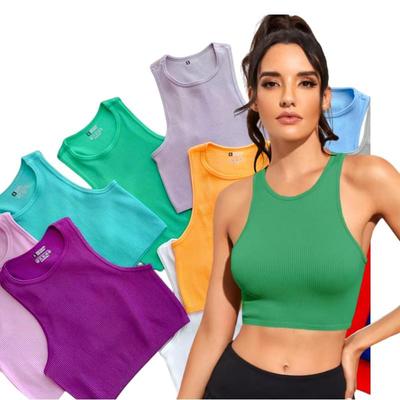 Women's Quick-Dry Elastic Running & Yoga Vest - Sweat-Wicking Cover-Up Top Without Chest Pad