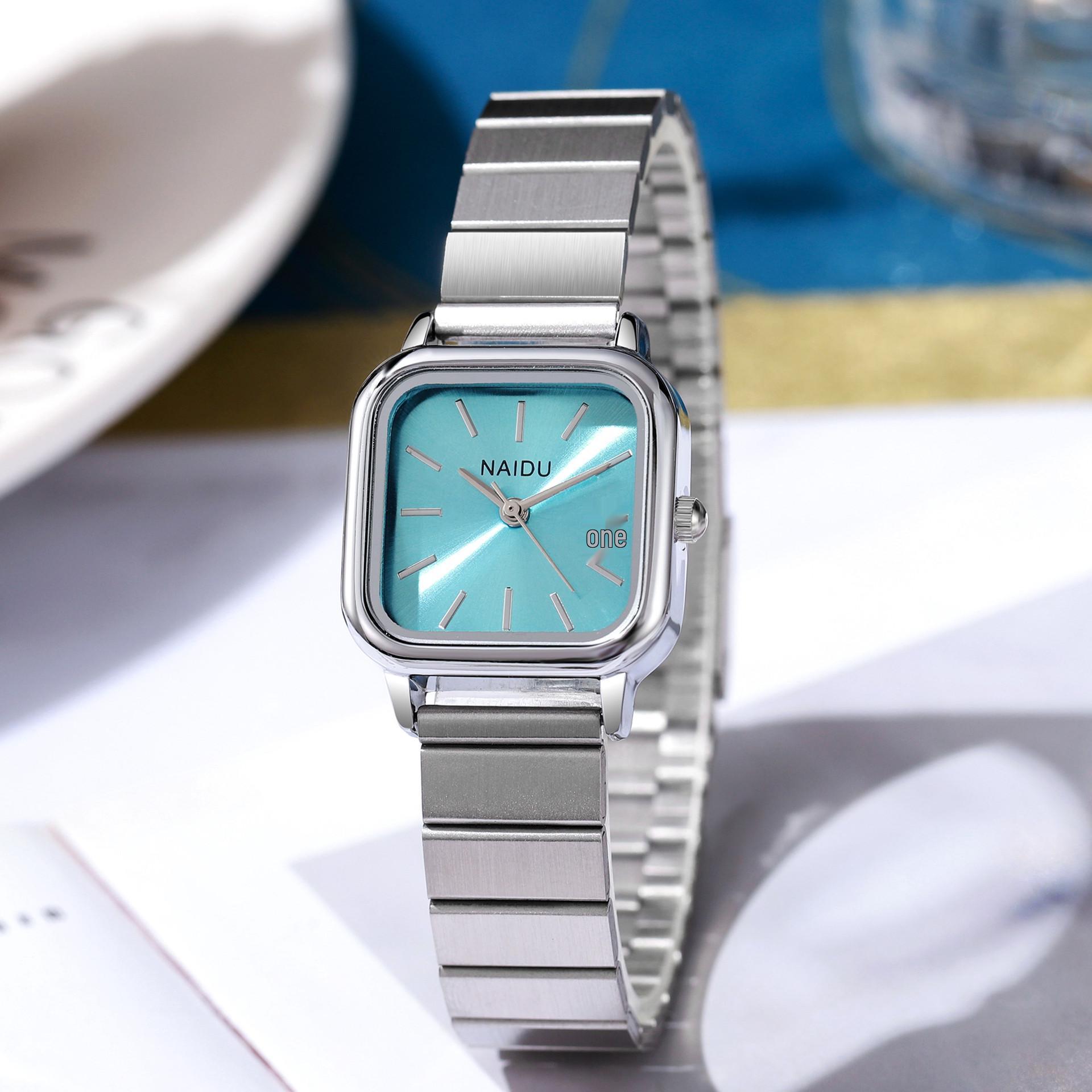 

Женские универсальные кварцевые часы в корейском стиле Ins Niche со стальным браслетом - Простой и элегантный дизайн для студентов чёрный