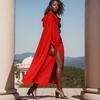 Women's European Shawl Coat: Extra Long Hooded Wool Cape In Five Colors