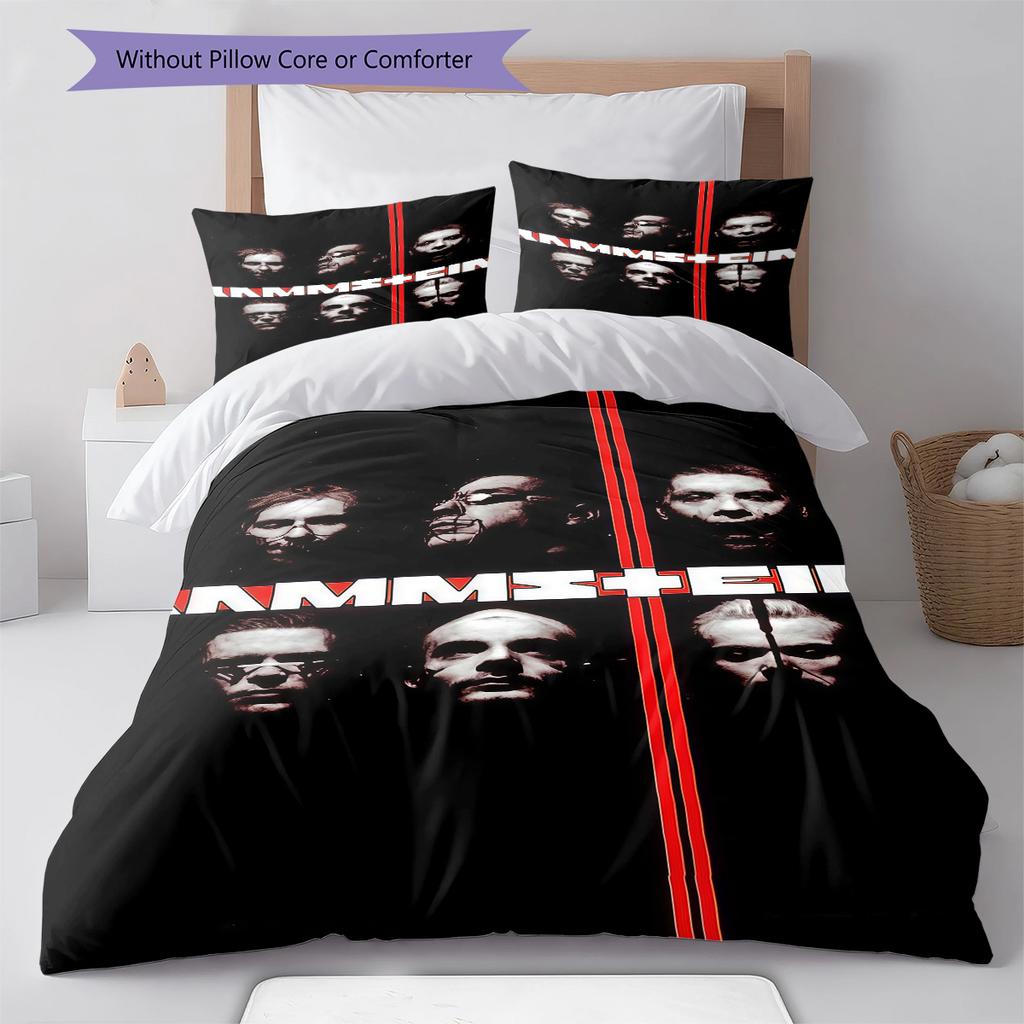 Rammstein Band Pattern Bedding,Quilt Set Quilt Cover Pillowcase Home Birthday Gift (1 * Duvet Cover + 2 * Pillowcase, Without Core)