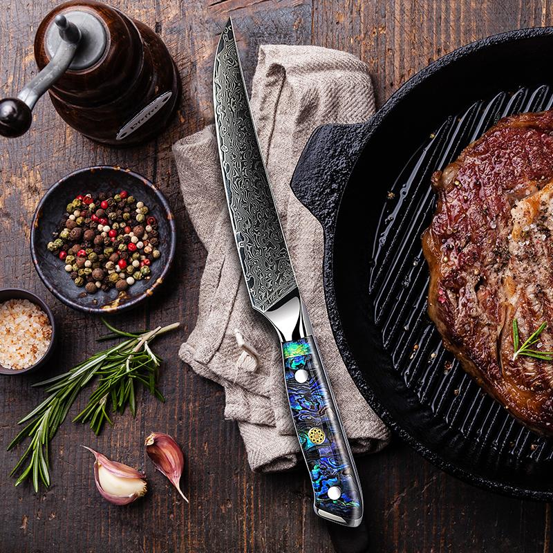 5.5 Inch VG10 Japanese Damascus Steel Steak Knife Meat Beef Chef Kitchen Petty Knives Cutlery