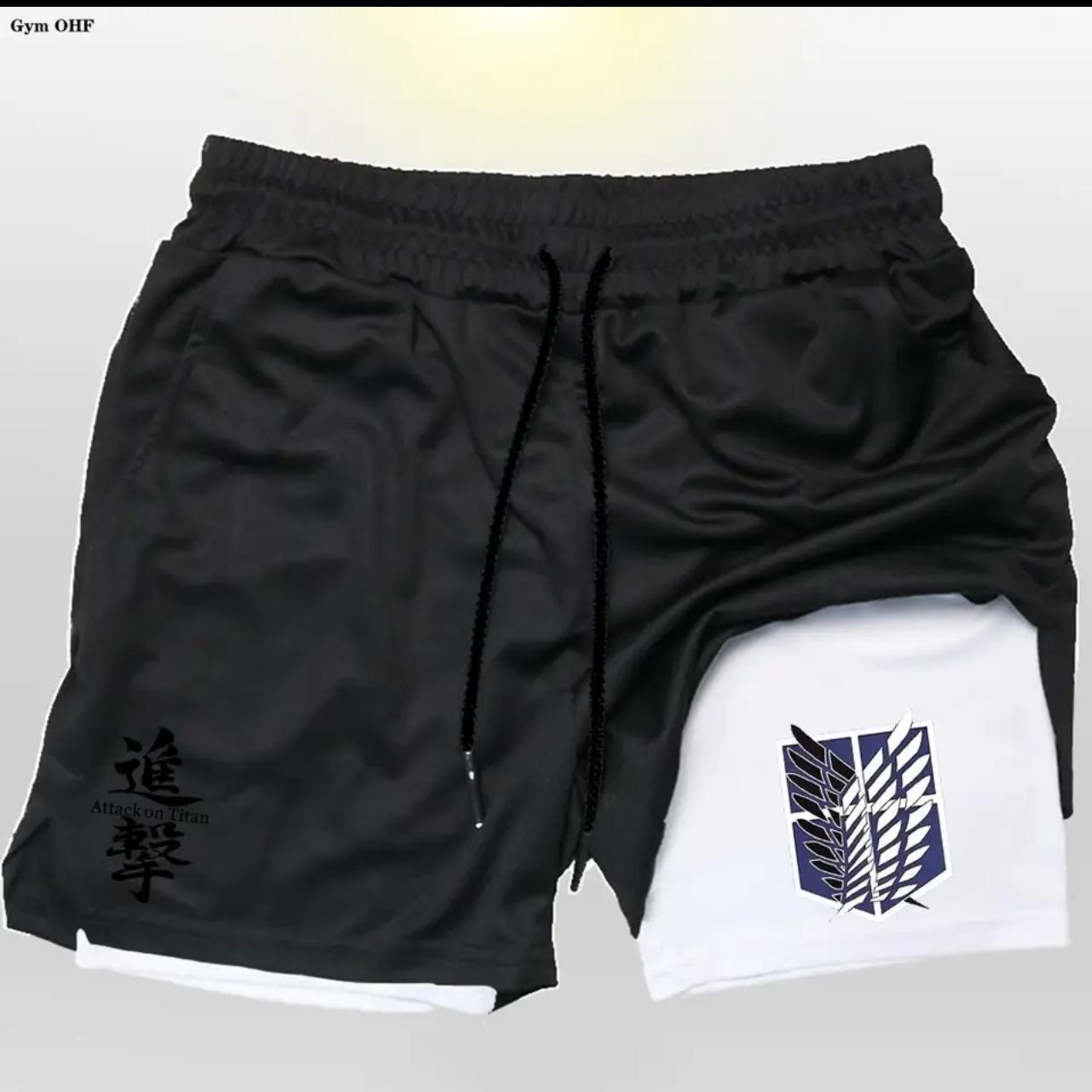 Binchi Keji Travel Anime Bedrukte Herenshorts Dubbellaags Twee-in-&eacute;&eacute;n Sport Fitness Casual Broek S