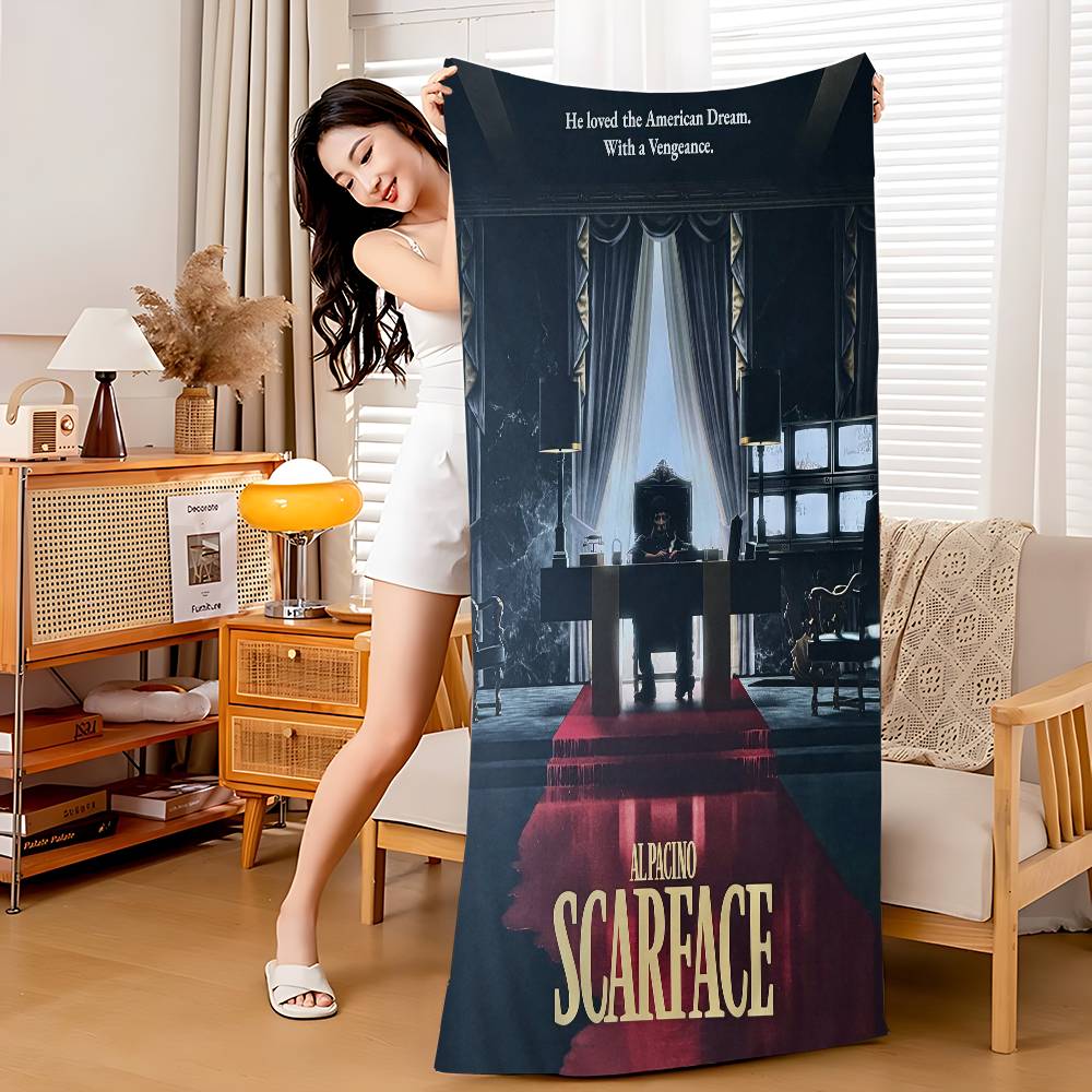 Classic Film S-Scarface Bath Towel Microfiber Soft Water Absorbing Breathable For Girl Kids Decorative Cartoon Beach Towel