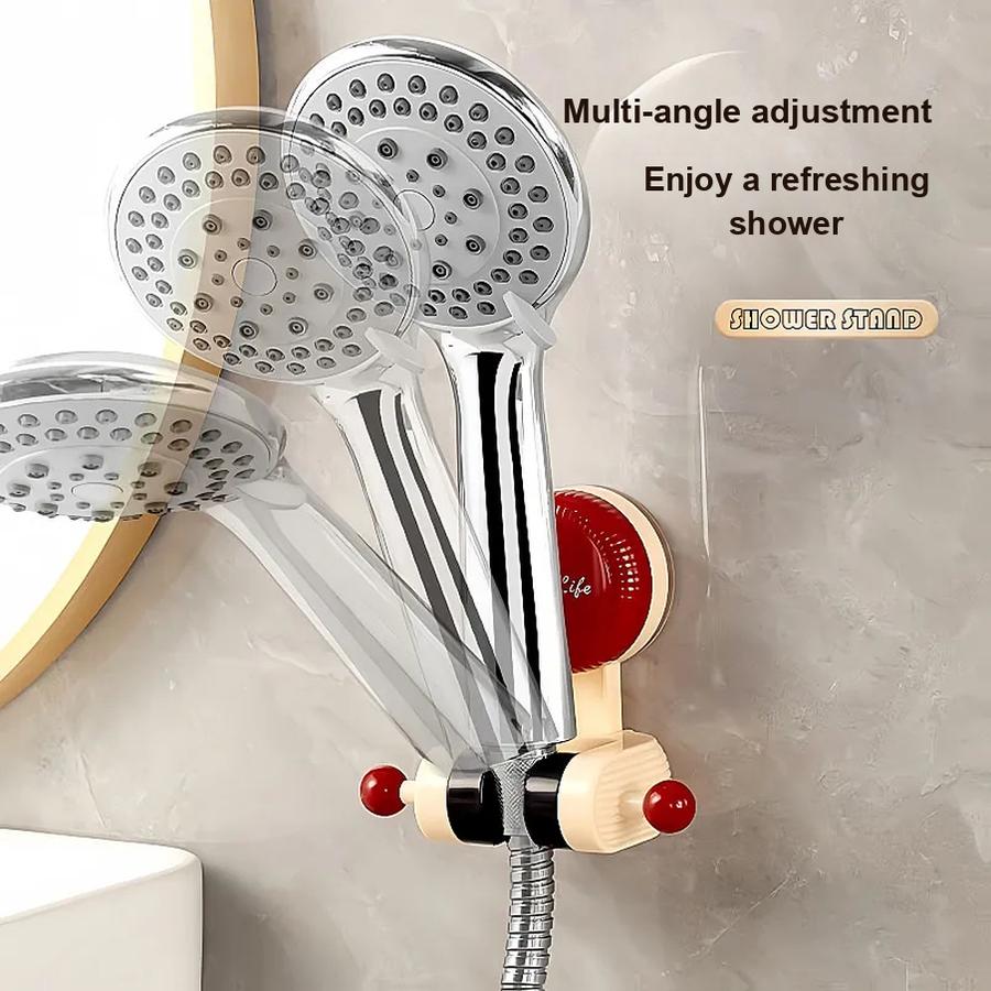 3 Pcs Portable Suction Cup Shower Head Holder, Adjustable No-Drill Base, Shower Head Support, Shower Nozzle Fixing Tool