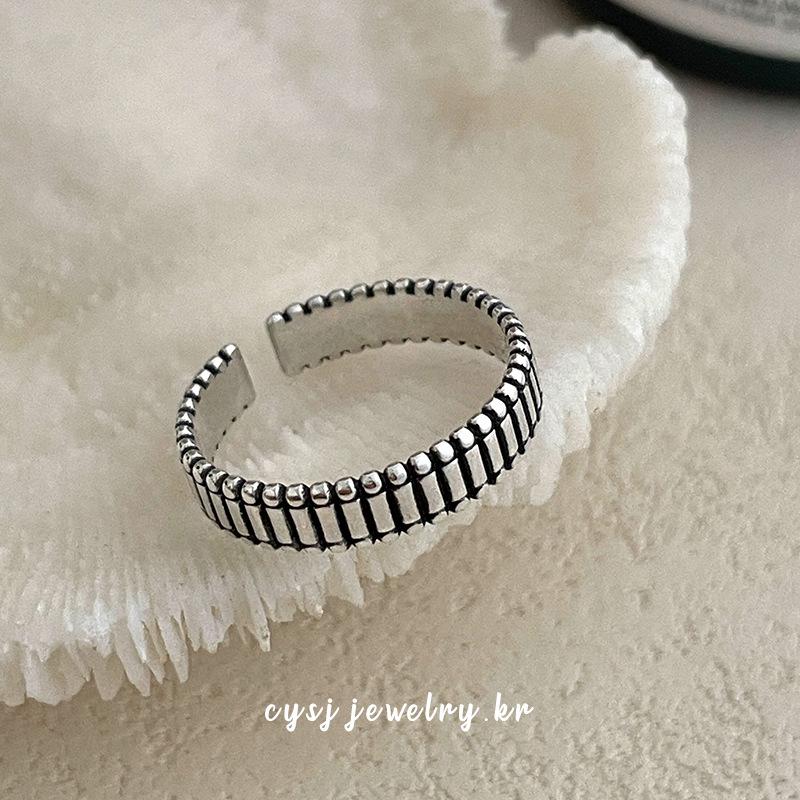 

Cuiyan S925 Silver Korean Geometric Vertical Stripe Open Ring for Women - Unique Fashion Index Finger Accessory Adjustable Open