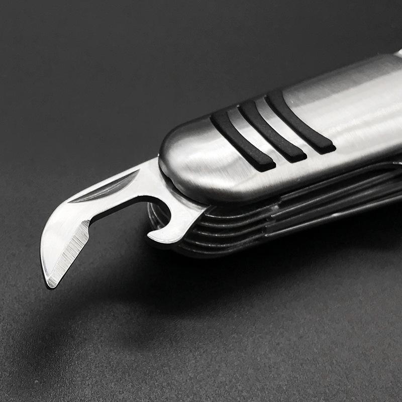 Carry Around Multifunction Outdoor Emergency Tools Stainless Steel Bottle Opener Cork Drill Portable 11 In 1 Fold Pocket Knife