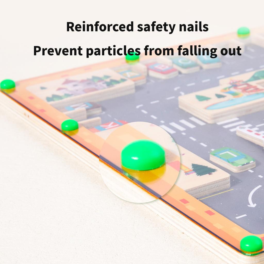 Wooden Letter Maze Puzzle - Parking Lot Design Uppercase Lowercase English Letters Children Learning Letter Matching Game