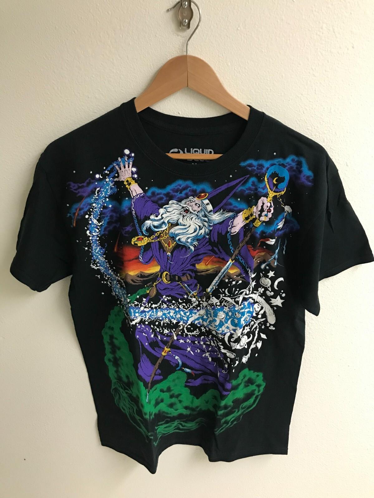 Liquid Blue dark fantasy Wizard Black T-Shirt christmas new year tee XL