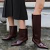 Fashion Kitten Heel Temperament Fashion Boots for Women 2025 New Red Wide Version Large Tube Circumference Mid Tube Short Boots