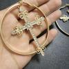 Metal Cross Earrings Bling Crystal Fashion Earring Korean Hoop Earrings  for Women