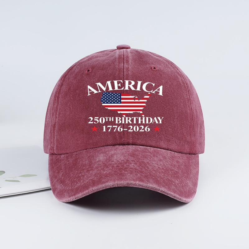 2026 USA 250th Birthday Baseball Cap Men Women Vintage Washed Cotton Adjustable Dad Hat Patriotic American Flag Gift