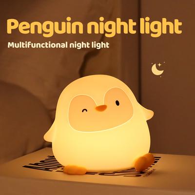 Penguin Silicone Night Light Soft Nursery Nightlight Dimmable LED Squishy Novelty Animal Bedside Lamp For Gifts