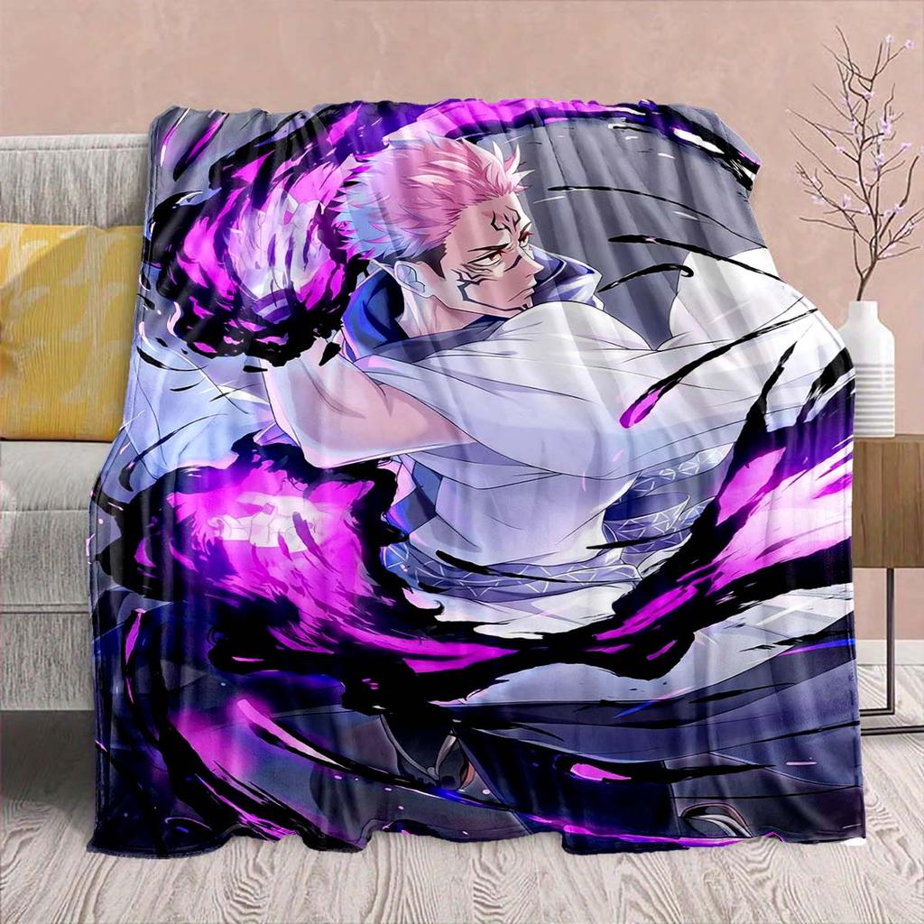 Jujutsu Kaisen Anime Flanelldecke - Weich Warm Perfekt für Sofa, Bettwäsche Camping Reise Büro Heimdekoration -QJY