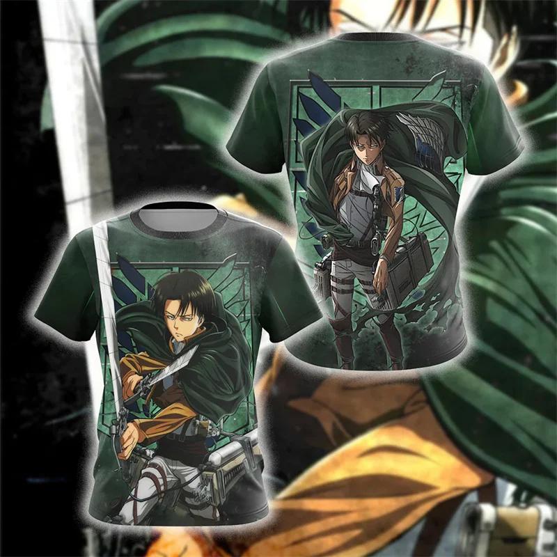 Anime "Attack on Titan" Levi Ackerman Graphic Men's T-shirts 3D Manga Printed T-shirts Summer Round Neck Casual Harajuku Fashion T-shirts