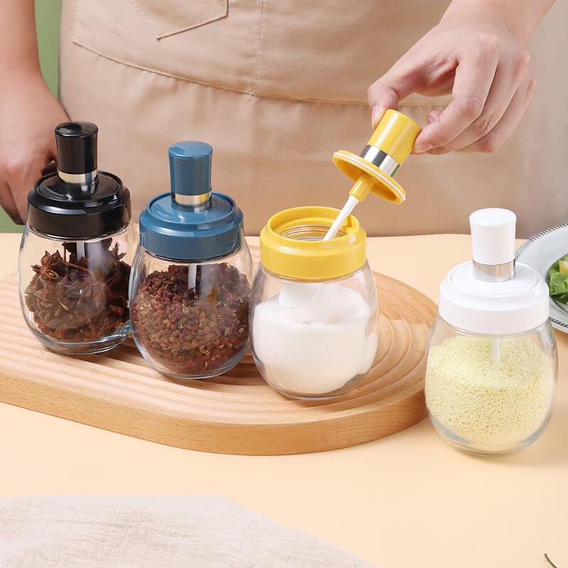 Baijie Spoon-Lid Glass Spice Jar Set