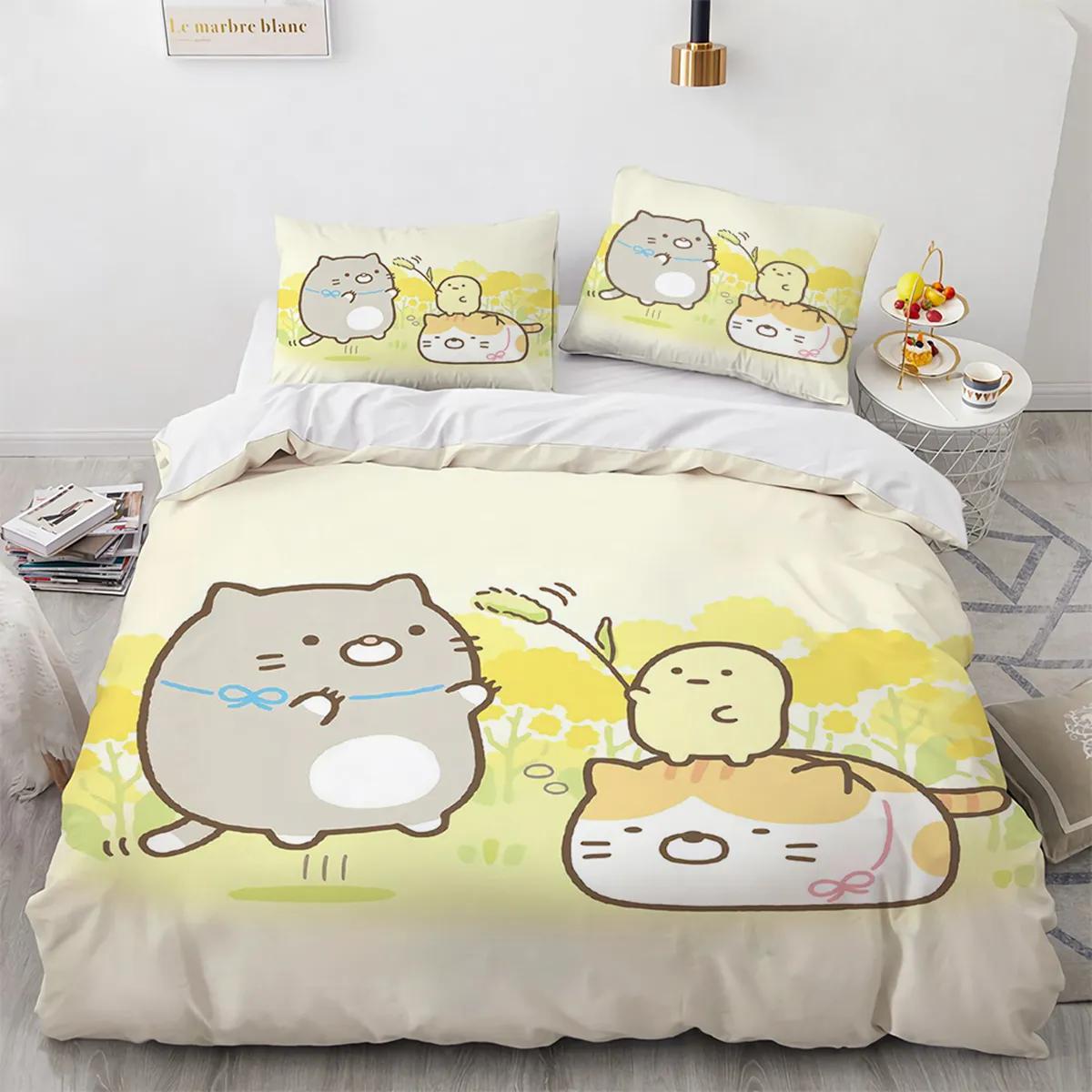 

Japanese Cartoon Sumikko Gurashi Anime Bedding Set Kawaii Cute Sumikkogurashis Duvet Cover Quilt Cover Pillowcase Queen King EU single(135x200cm)