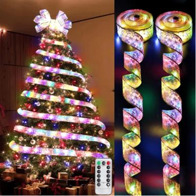 Cinta de Navidad Luz de Hadas Decoración de Navidad Para el Hogar 2026 Lazos DIY Cadena de Luces Adornos para Árboles Decoración de Navidad Año Nuevo 2026