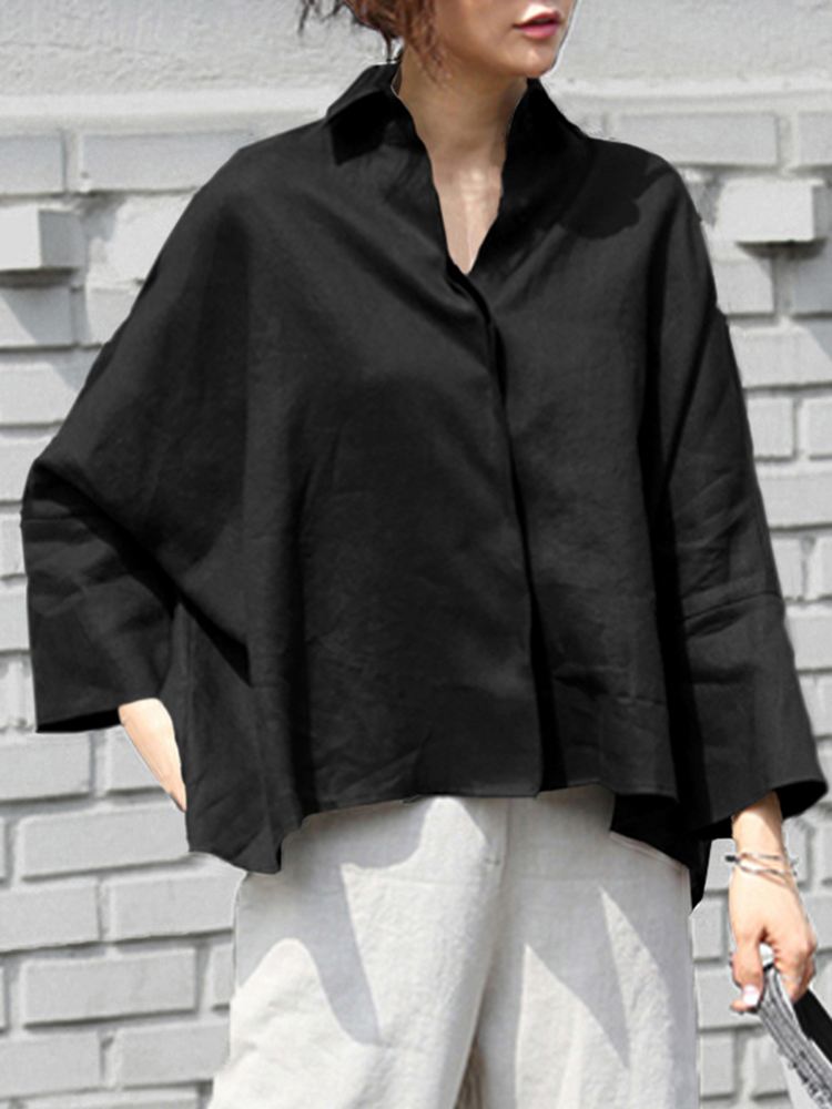 

2026 Women Summer Shirts Long Sleeve Elegant Blouse OL Style Tunic Tops Fashion Oversized Casual Solid Loose Party Blusas S чёрный