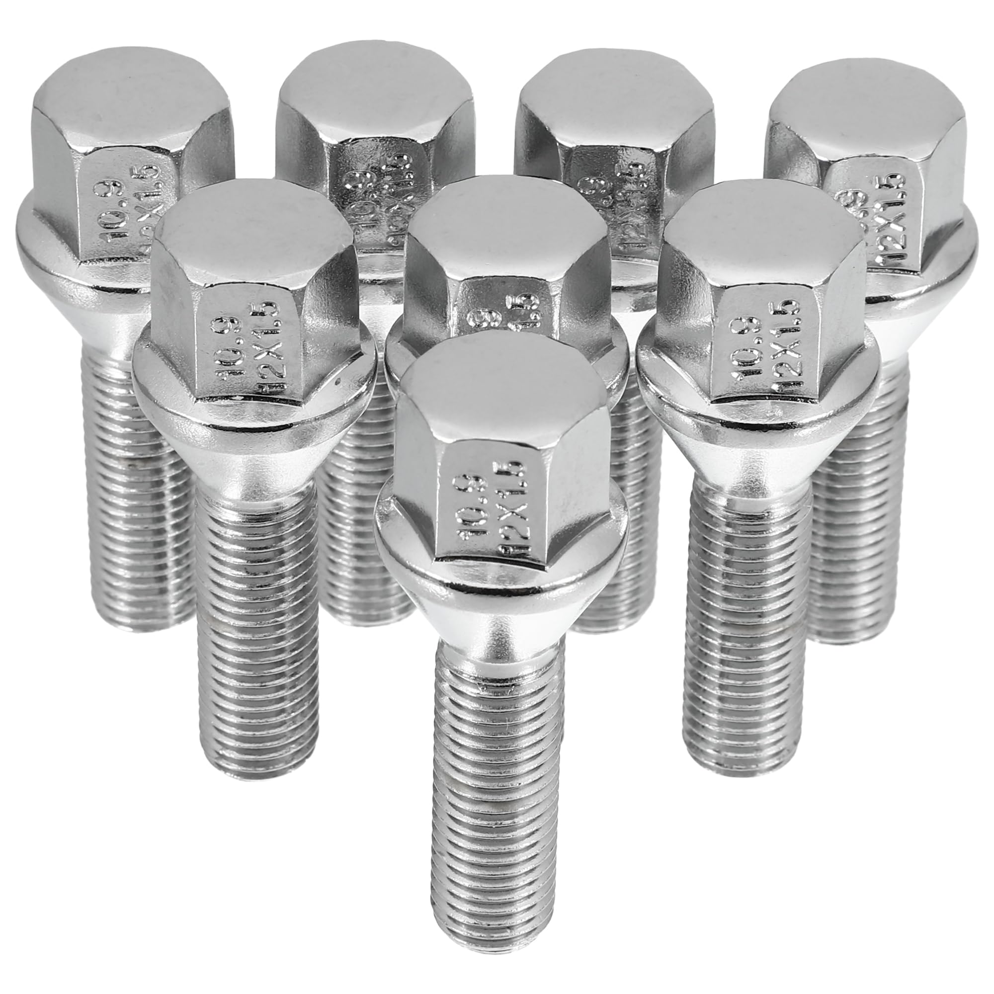 

uxcell Wheel Bolts Taper Wheel Bolts Lag Nuts Chrome Wheel Stud Set M12 x 1.5 8pcs