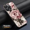 Art Retro floral pattern painting design Phone Case For iPhone 16 15 14 13 12 11 Plus Pro Max  High-end Luxury Magsafe Sheepskin