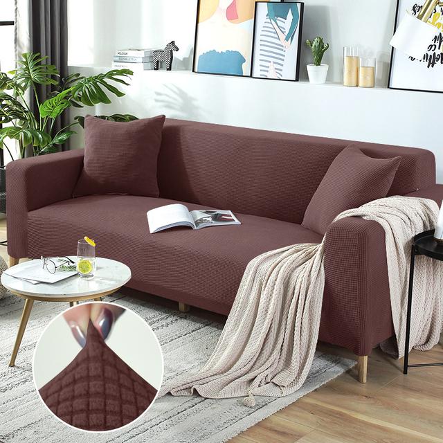 Sitzbezug aus Polarfleece, einfarbig, für Wohnzimmer, elastischer Sofabezug, Eckcouchbezug, Schonbezug, Sofaschutz