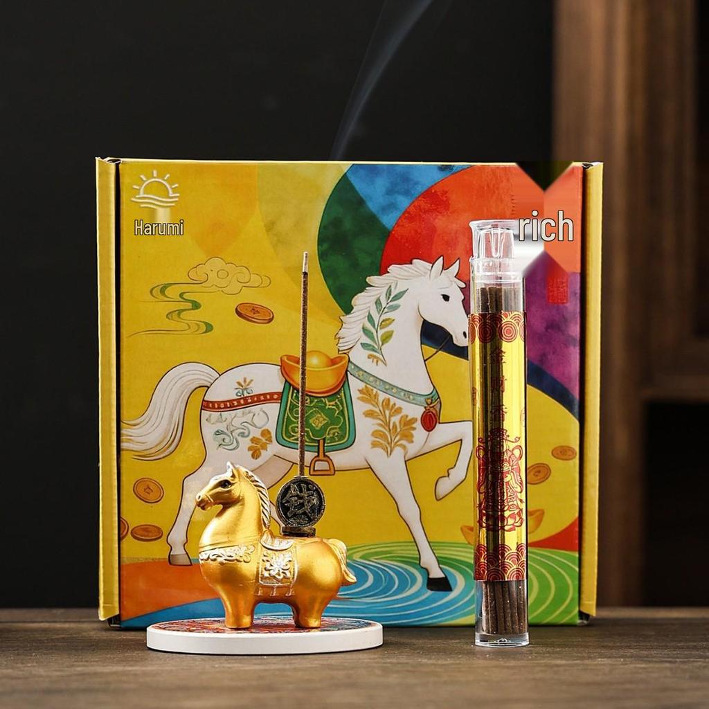 Year of the Horse Gift Box: Get Rich Incense Sticks for Indoor Use and Tea Table Display