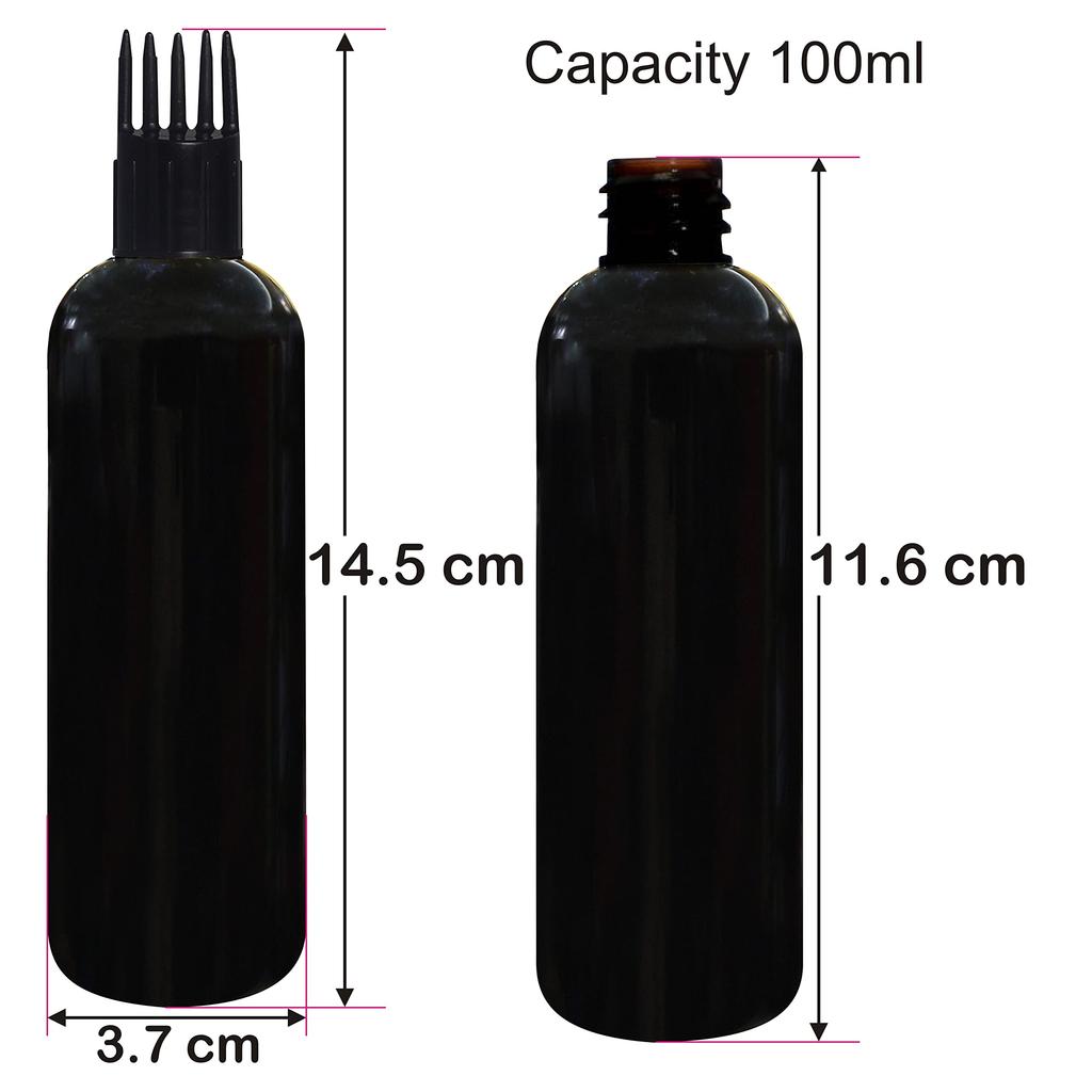Zenvista Empty Cosmetic Containers For Shampoo Bottle, Hair Oil Bottle, Sanitizer Bottle With Comb Applicator Cap, Black Color/Dispenser, Lotion P