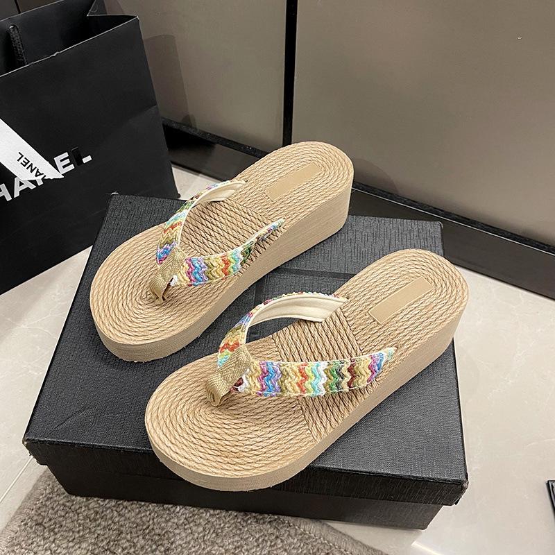 Blumen Sommer Mode Ethnische Zehensandalen - Rutschfeste Dicke Sohle Strand Badeschuhe