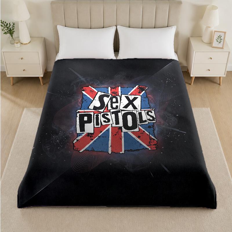 Sex Pistols Print Flannel Blanket Cozy Lightweight Plush Throw Blanket For Bed Sofa Household Use