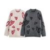 Kaslead New Arrival Women's Clothing Fashion Style Thickened Heart Jacquard round Neck Knitted Pullover Sweater