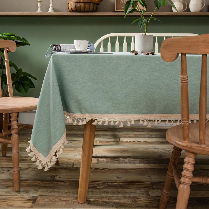 Tablecloth Solid Color Polyester Large Fringed Lace Geometric Rectangular Dining Table Coffee Table Tablecloth