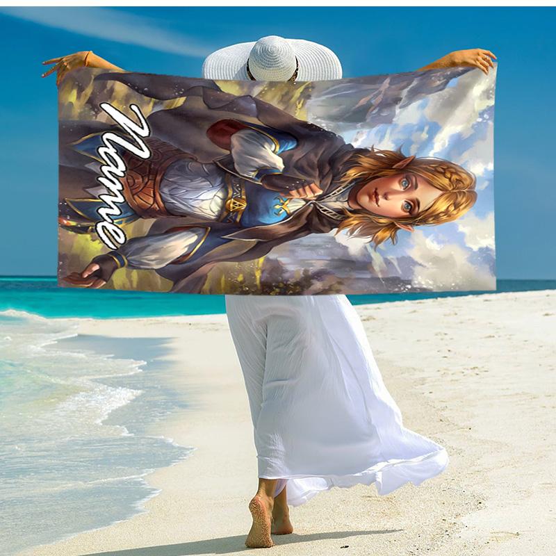 Personalized customized proof beach towel with The Legend of Zelda Breath of the Wild pattern - soft, absorbent,quick-drying,perfect swimming,camping&