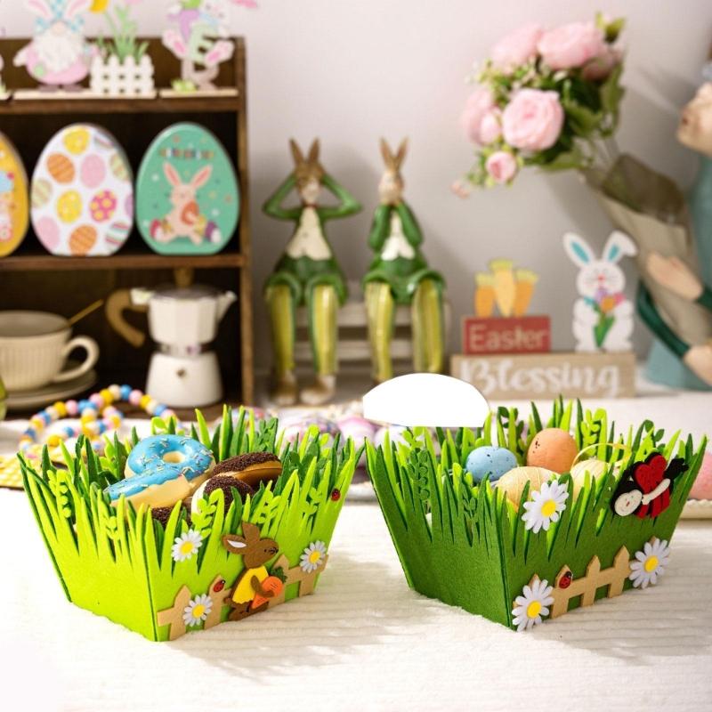 User Friendly Green Rabbit Basket Easters Celebration Decors for Easters Festivities Perfect for Kids and Family Gatherings