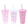 Large Capacity 710ml Bow Reusable Party Cups With Straw Lid Coffee Juice Tea Cute Tumbler With Straw Plastic Cups Gifts 24oz