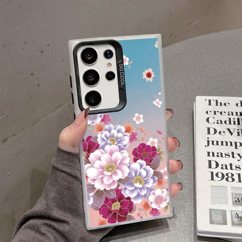 Αντικραδασμική θήκη τηλεφώνου με μοτίβο λουλουδιών Για Samsung S24 S23 A55 A35 Xiaomi Redmi 13C Poco C65 iPhone 15 Προστατευτικό κάλυμμα προφυλακτήρα Huawei Honor