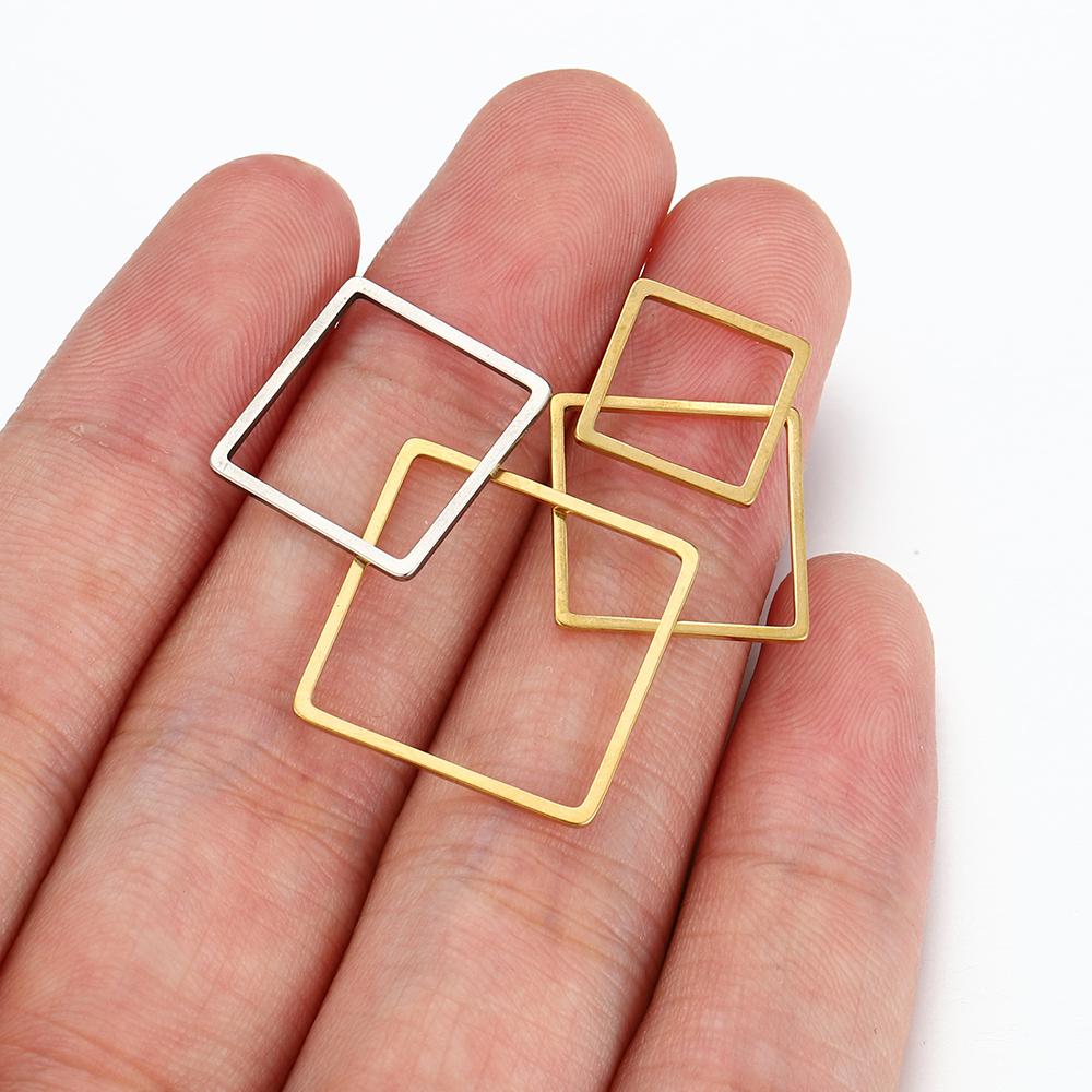 20pcs Gold Color Stainless Steel Square Frame Charms Pendants for Earrings Necklace DIY Jewelry Making Accessories Supplies