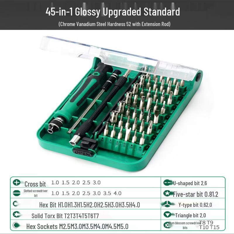 Jundingying 45-in-1 Chromium Vanadium Steel Screwdriver Set