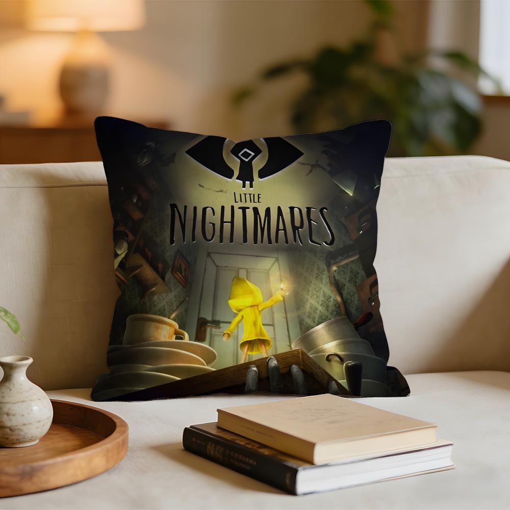 Game LLittle NNightmares Cushion Cover Short Plush Pillowcase for Bed Sofa Carwashable