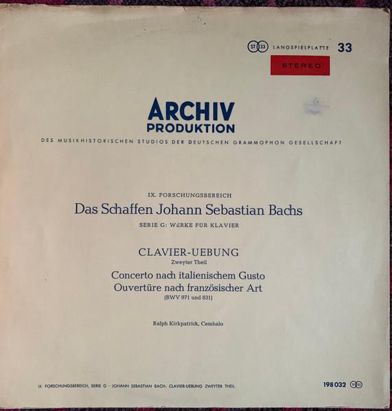 

LP Record JOHANN SEBASTIAN BACH RALPH KIRKPA Clavier Uebung Zweyter Theil Concer 198032 ARCHIV PRODUKT Germany Classical Used