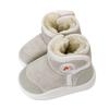 Baby snow boots winter velvet thickened children's boots short soft sole Velcro solid color warm cotton shoes waterproof