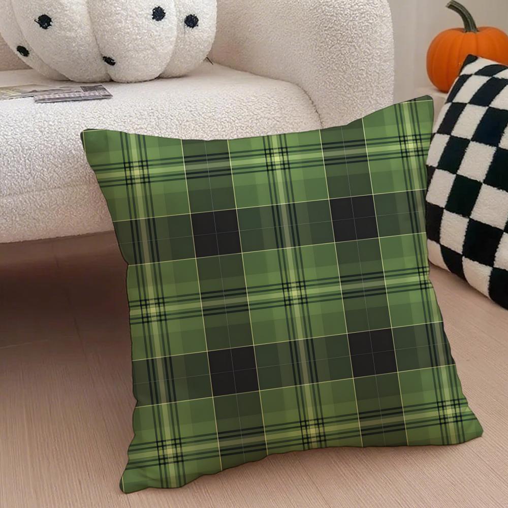 classical green tartan design plaid Cushion Cover Throw Pillow Cover Hidden Button Durable Polyester Chair Cushion