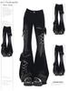 Damen Niedrige Schlagjeans Schleife Schnürung Japanischer Designer Denim-Hose Shoujo Y2k Amerikanischer Retro Schlaghosen Jeans Harajuku Neu
