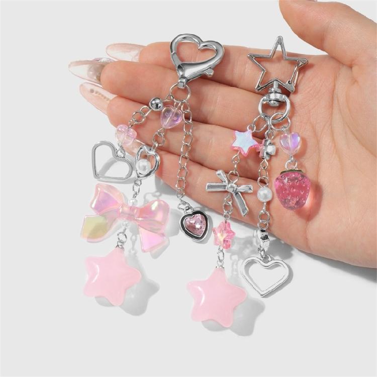 Cute Keychains for Girls,Lovely Car Keychain Accessories,Key Purse Handbag Charms for Women Bows Star Heart Keychain