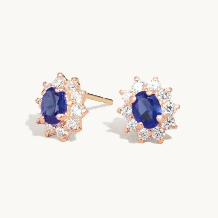 14K Sapphire Sunflower Earrings
