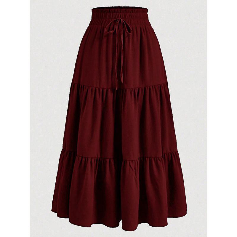 Bohemian A- Line Skirt Long Dress Bohemian A Word Flowy Layered Half-Length Skirts
