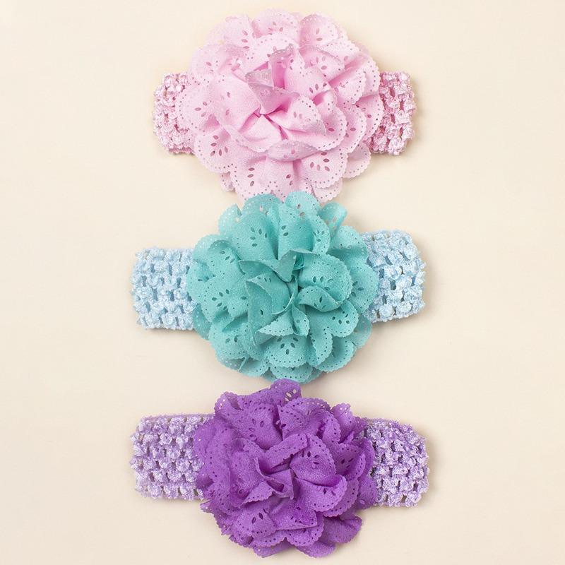 

New baby headband three-piece set, cute baby girl hollow headscarf, children s flower headband
