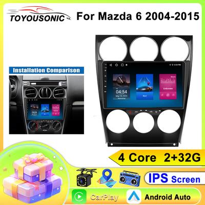 Android 13 Mazda 6 2002 2003 2004 - 2015 Autós Rádió Multimédia Videó Lejátszó Navigáció GPS Vezeték nélküli Carplay DVR BT NEM 2 Din DVD