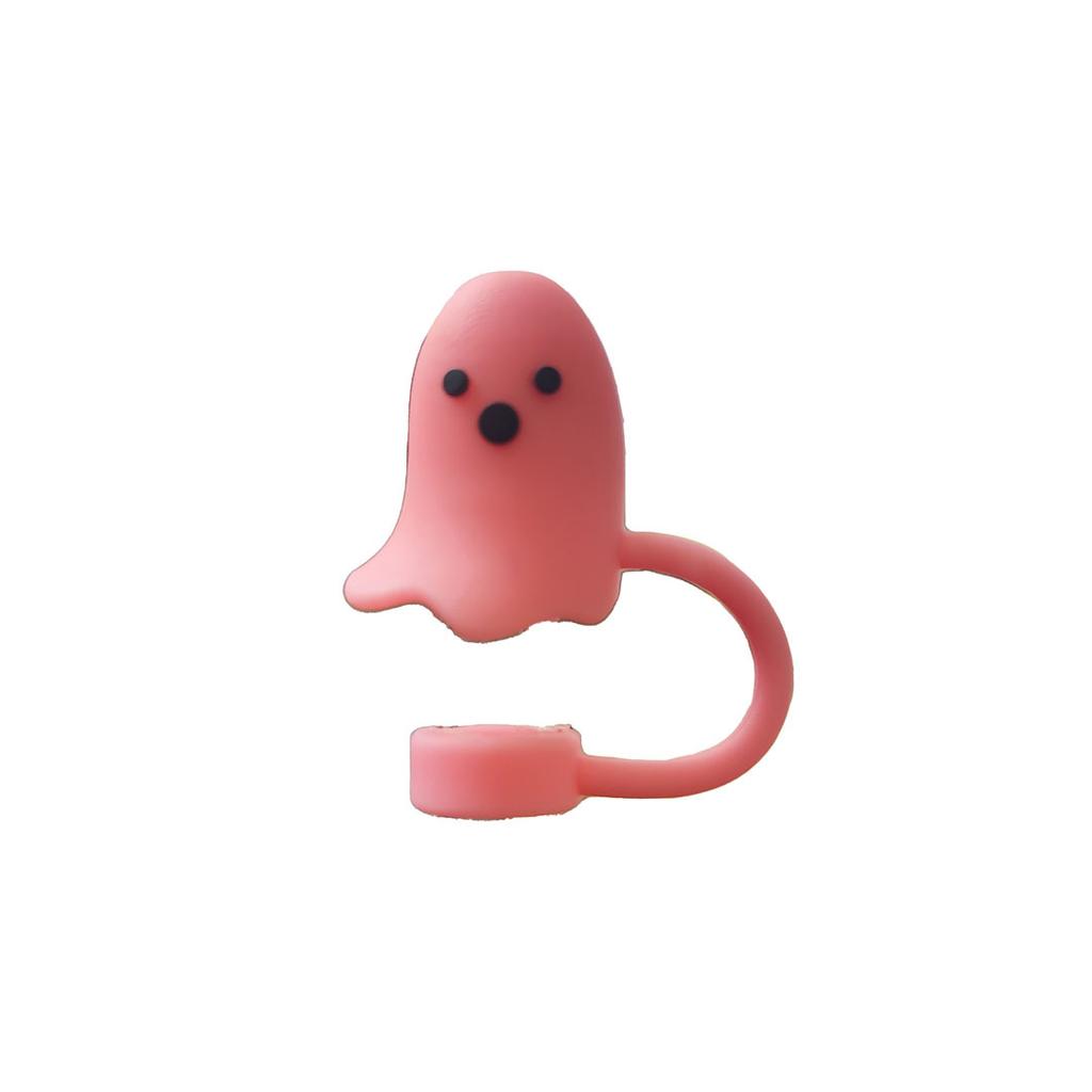 Cute Ghost Straw Covers Cap Compatible With Stanley Cup Silicone Reusable Drinking Straw Topper Accessories Halloween Gifts