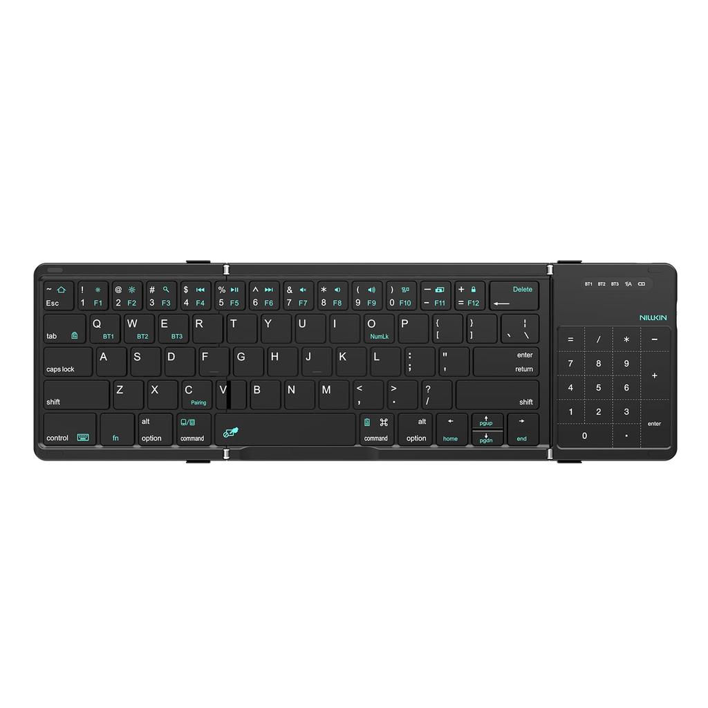 [2025 Model] Nillkin [Official Retailer] Bluetooth Foldable Wireless Keyboard for iPad and iPad Mini, Slim and Lightweight, Connects 3 Devices