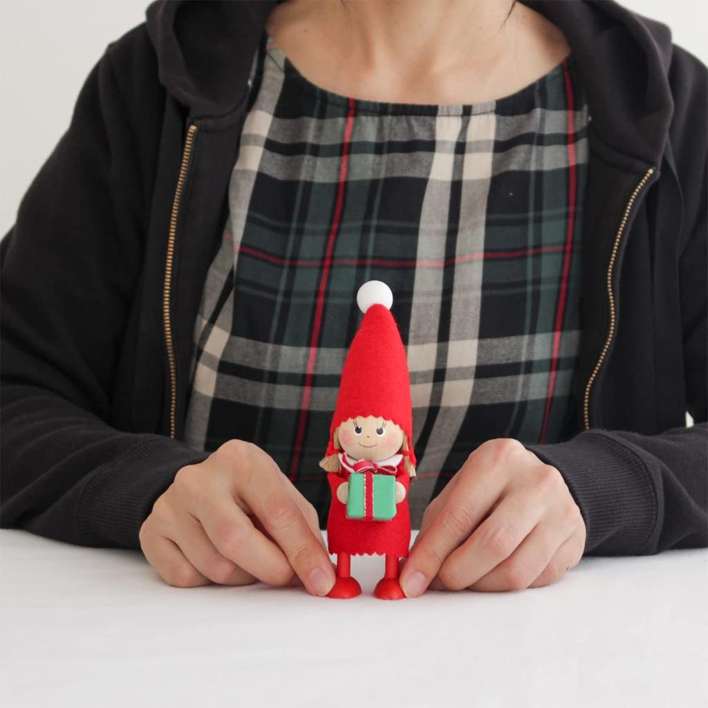 NORDIKA Nisse Christmas Wooden Girl with Green Doll, Present,